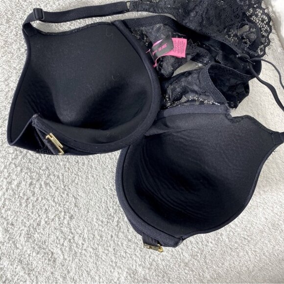 SOLD-La Senza So Free Black Lace Racerback Front Closure Bra 34DD - Picture 7 of 9